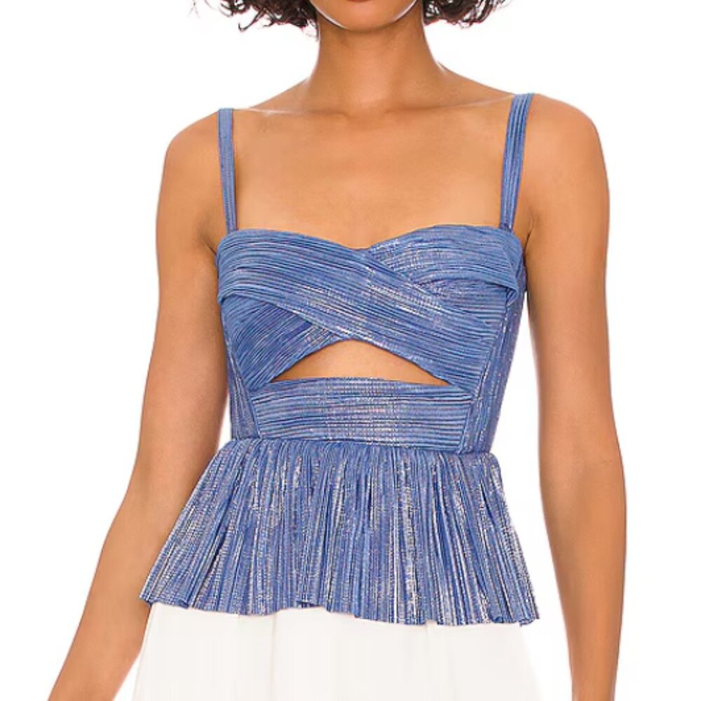 NWOT - Sabina Musayev Lizi Top Metallic Blue - Size M